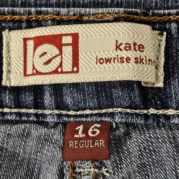 2/$20 Girls L.e.i Kate Low Rise Skinny Jeans Size 16 Regular | Stretch Denim Fit - Picture 6 of 8